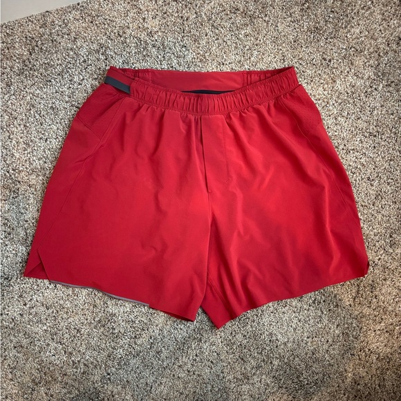 Lululemon Men’s Shorts - Red 6” athletic shorts. - Picture 2 of 4